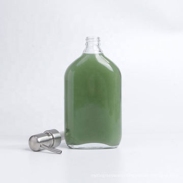 500ml Empty Flat Clear Foam Soap Dispenser Pump Glass Lotion Bottle With Pump Spray